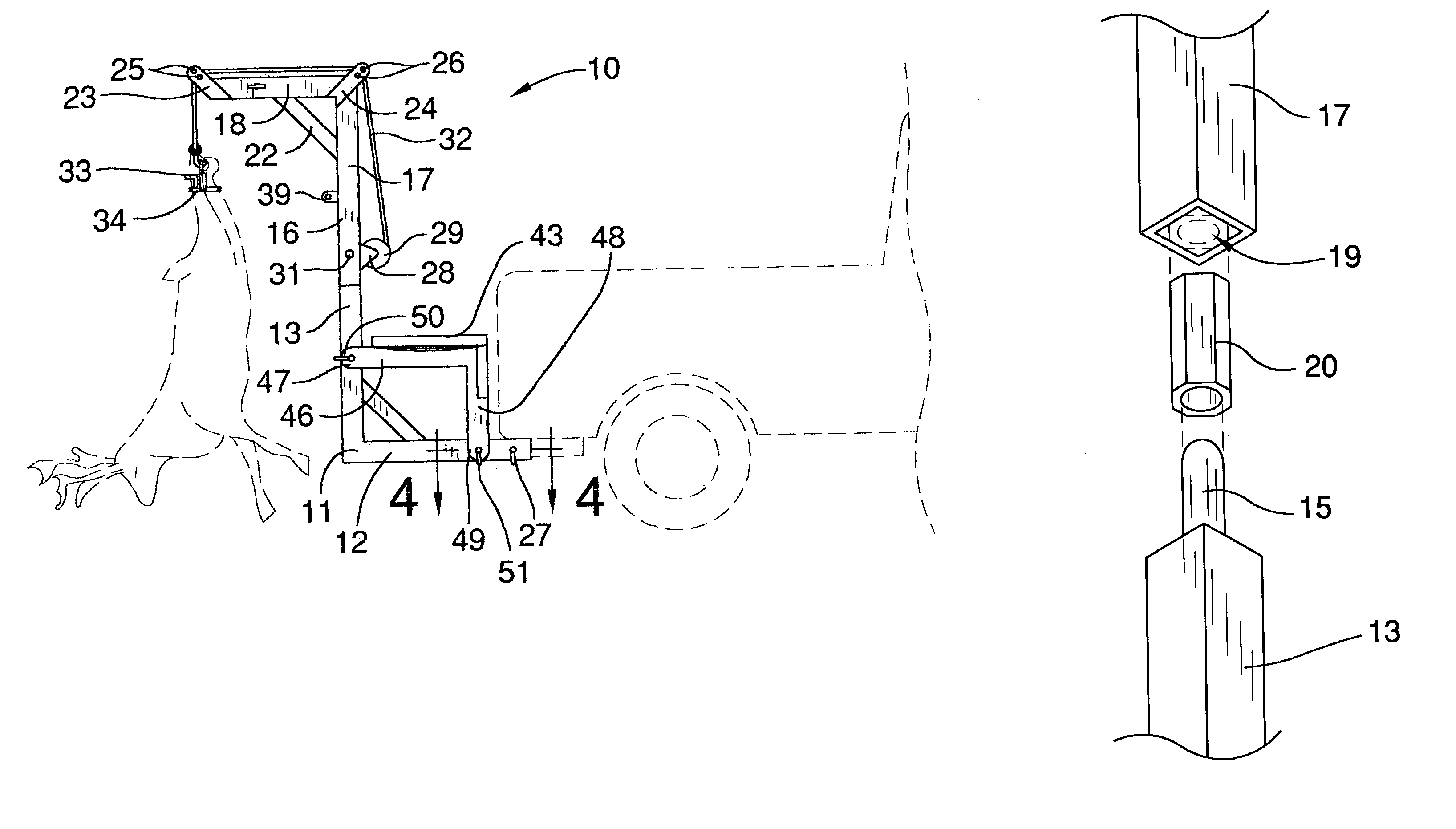 Hitch-mounted game carrier apparatus