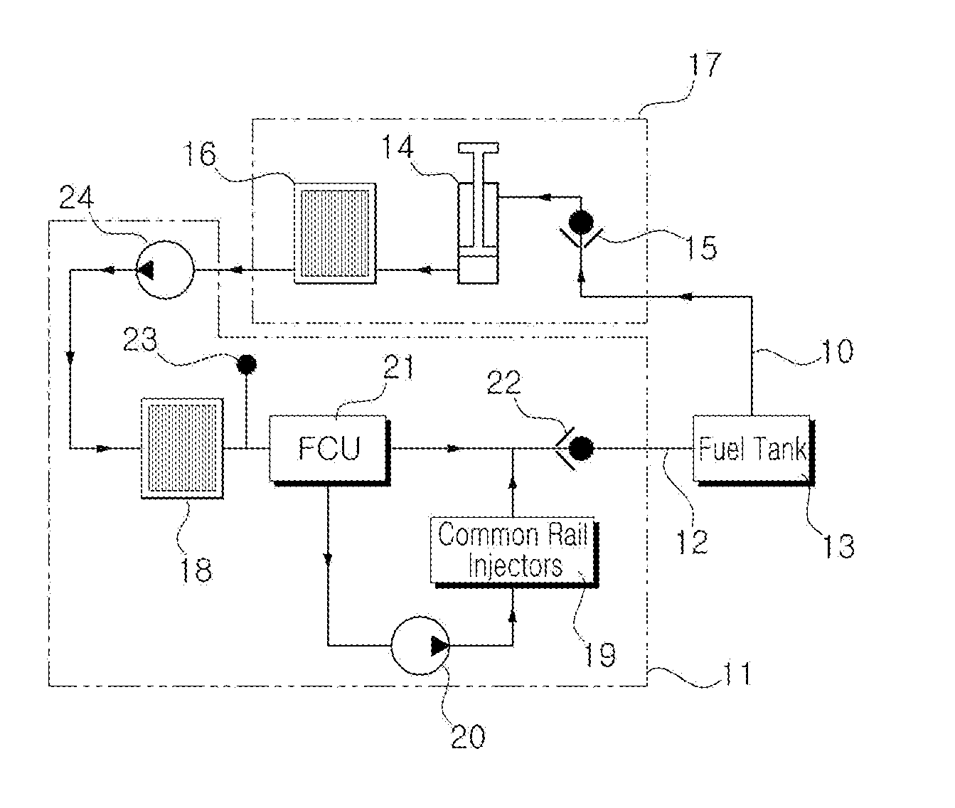 Fuel system for an excavator