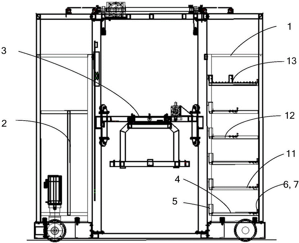 Battery replacing robot with temporary battery storage rack and battery replacing method of battery replacing robot