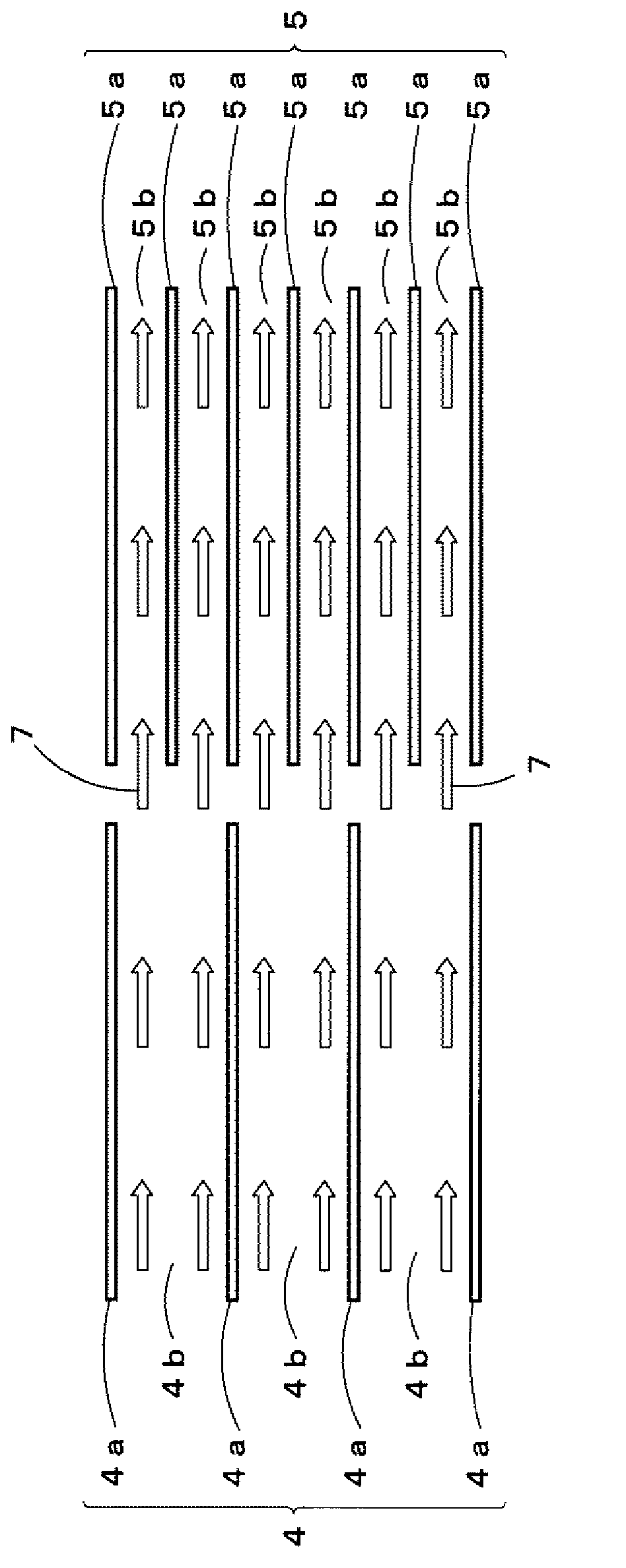 Cooling device with a plurality of fin pitches