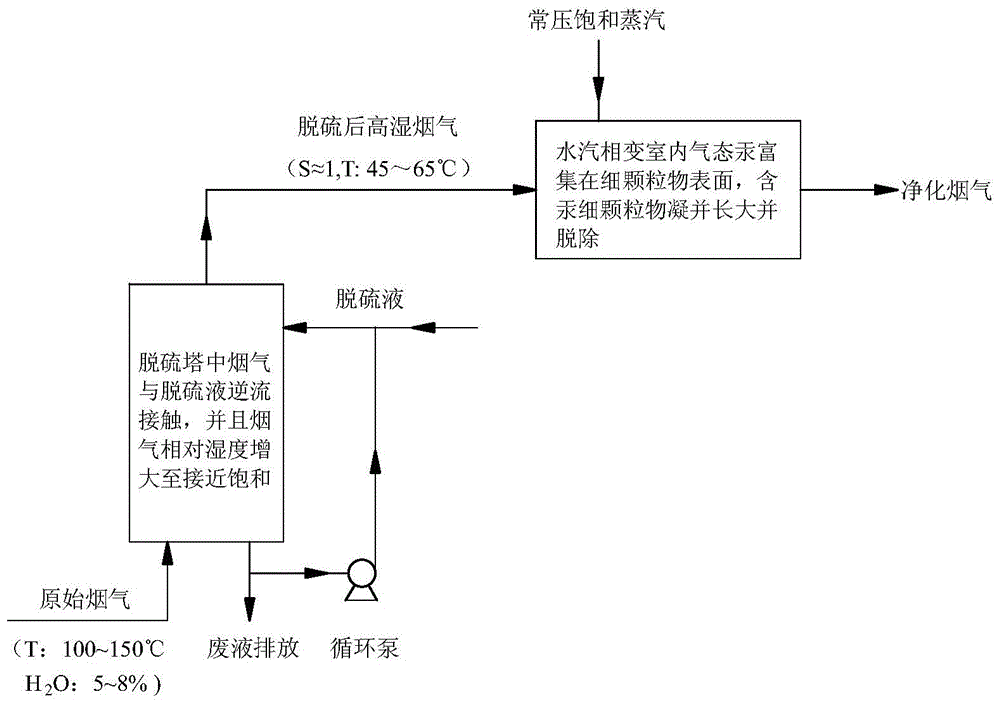 Method and device for promoting simultaneous removal of mercury and fine particulate matters during wet flue gas desulfurization