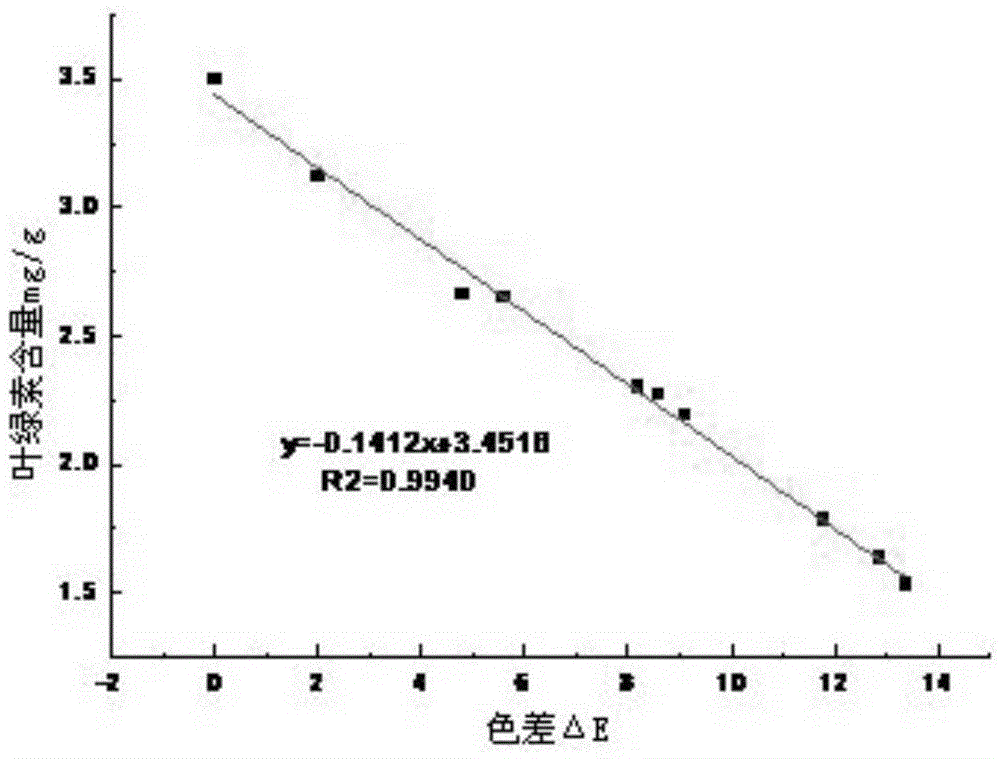 Quantitative determination method for chlorophyll of green vegetable leaves based on computer image analysis