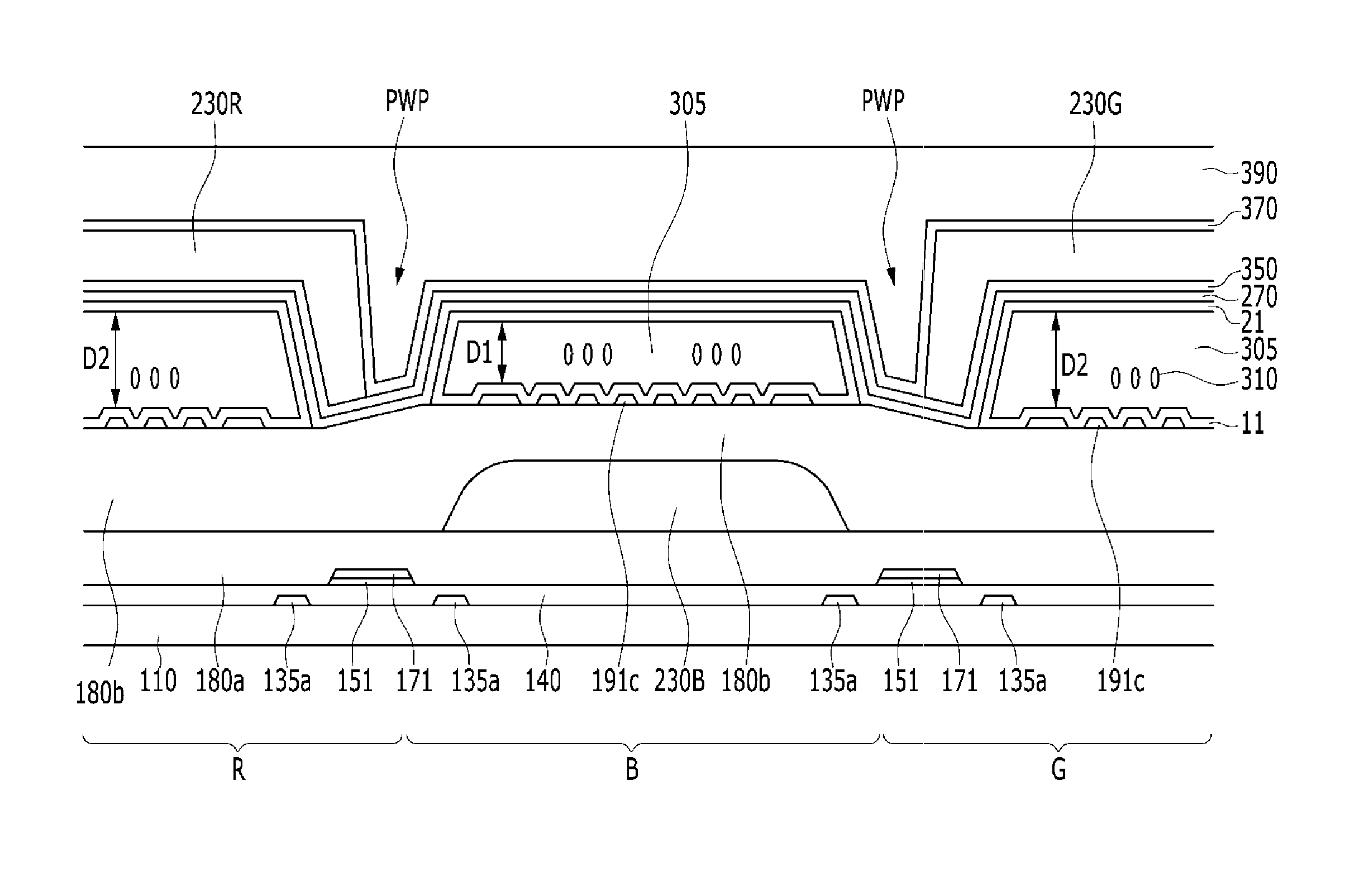 Display device having improved transmittance characteristics