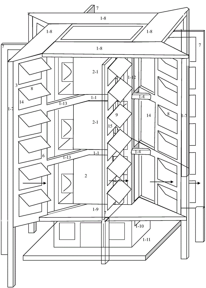 Vertical wind power generation system equipped with dual blades and multi-layer reinforced concrete frame