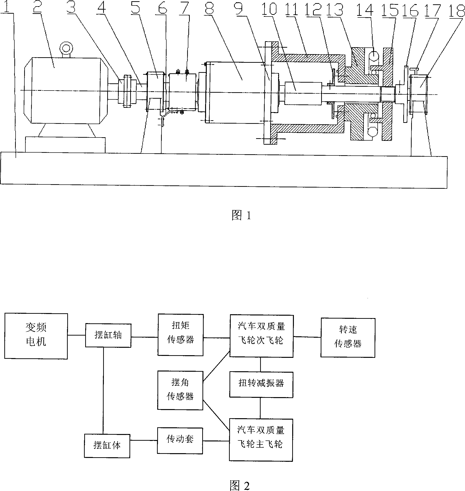 Excitation method and exciter of double quality flywheel torsional oscillation