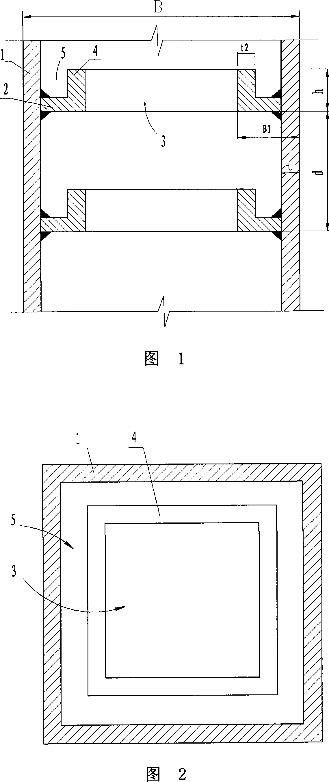 Enlargement type staying cross rib square/rectangle steel tube concrete column