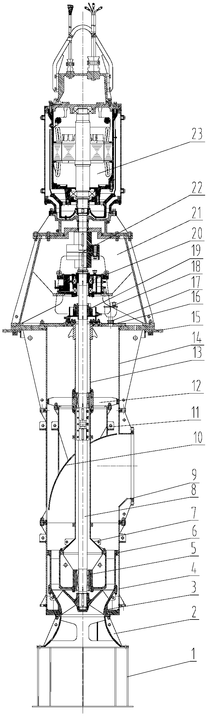 Efficient mixed-flow pump with self-cooled submersible motor