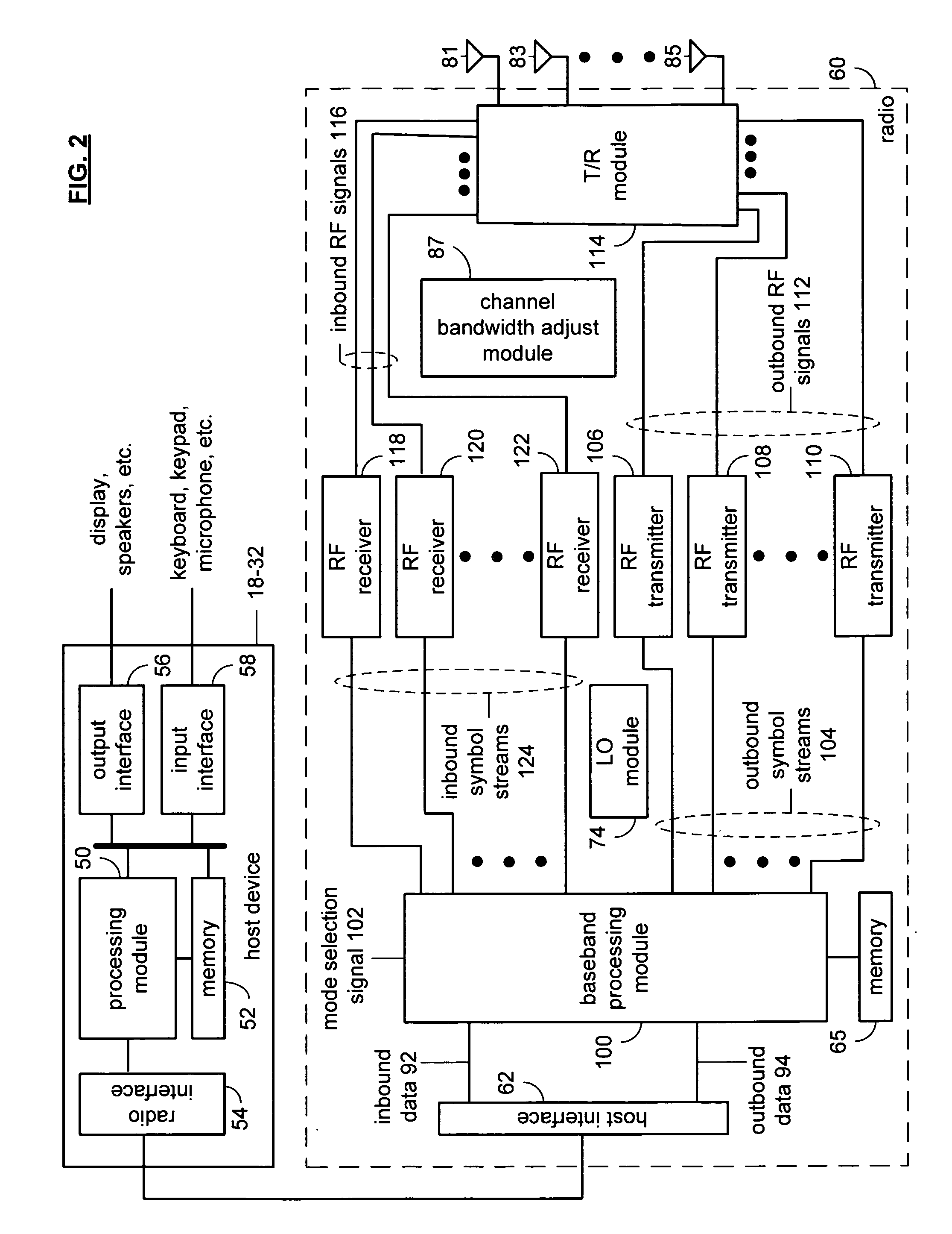 Multiple protocol wireless communication baseband transceiver