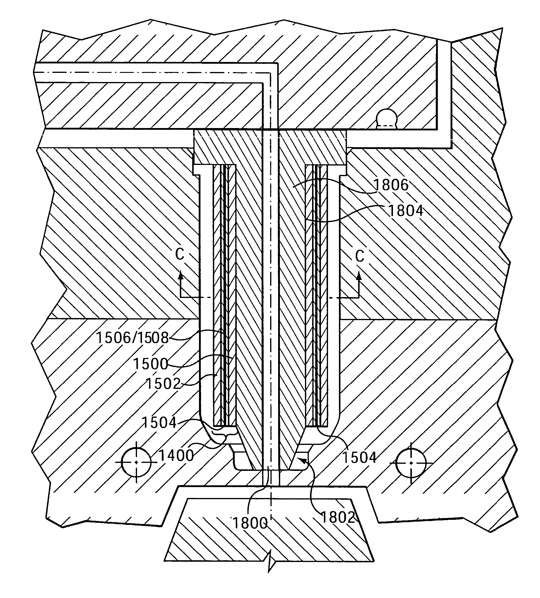 Injection nozzle with a removable heater device having one or more heating elements