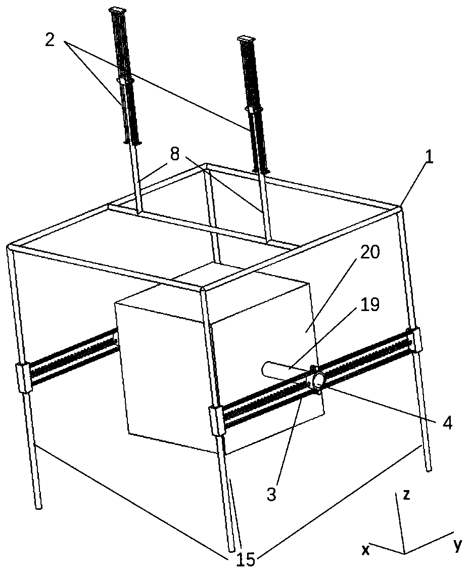 Three-degree-of-freedom decomposition mooring structure measurement experiment device