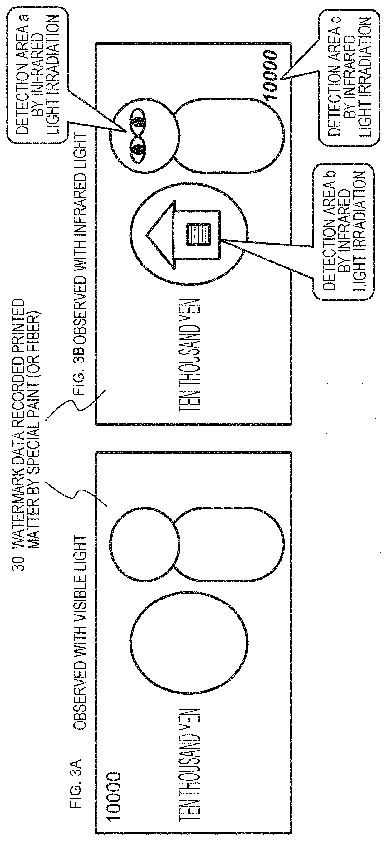 Watermark recording device, watermark detection device, watermark recorded printed matter, and method and program