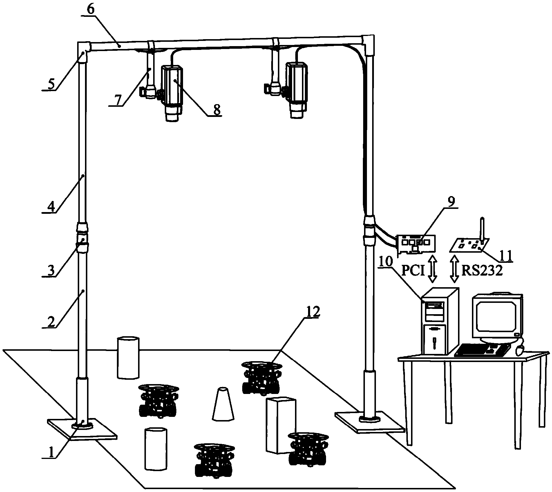 Multi-mobile-robot system collaborative experimental platform and visual segmentation and positioning method thereof