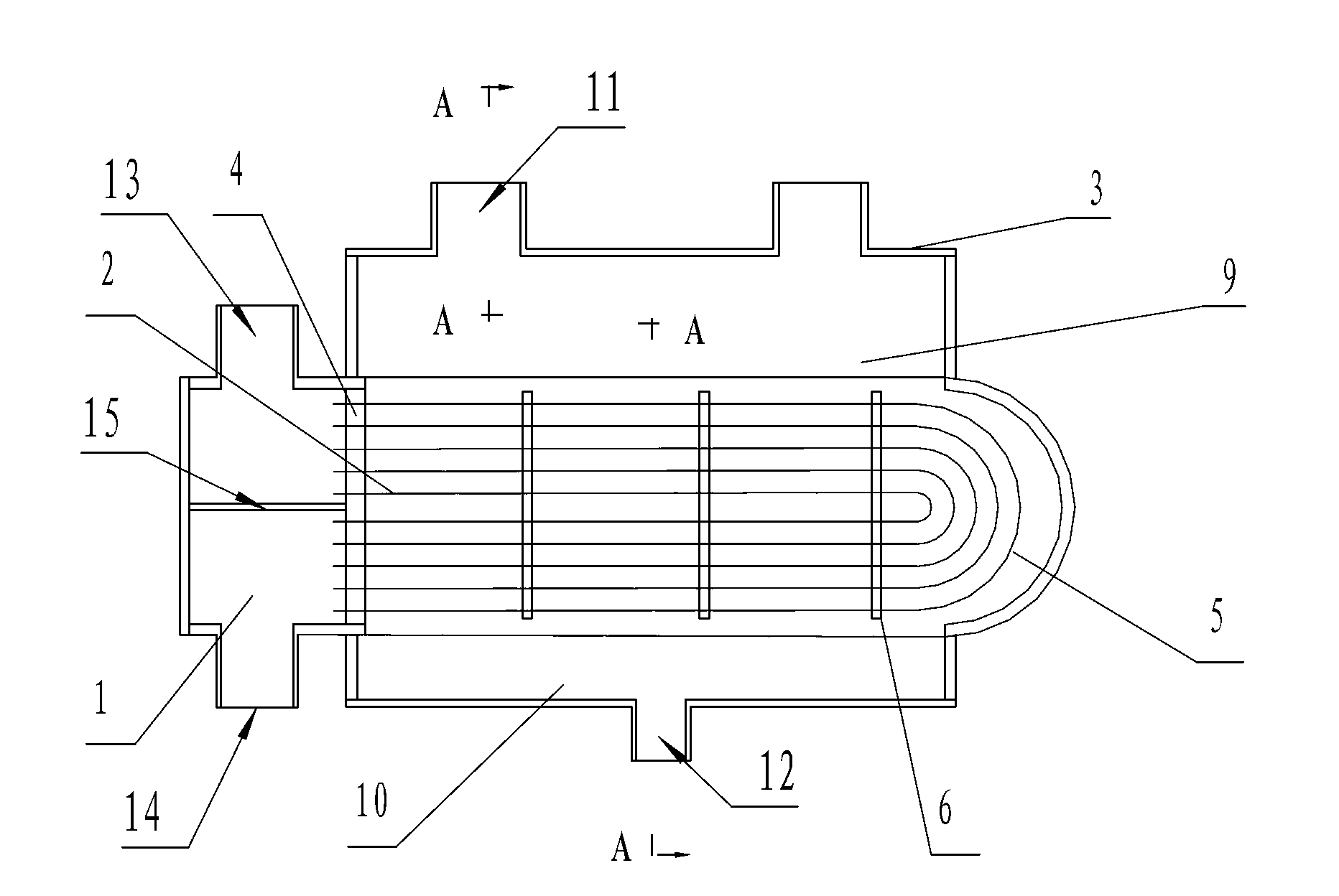 Rectangular fully welded U-shaped tube type heating network heater