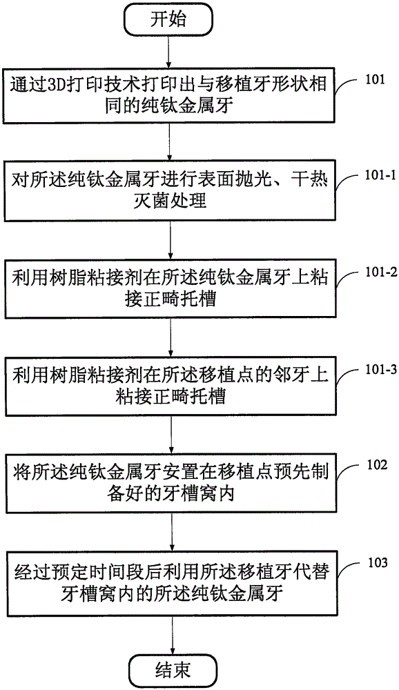 Making method of pure titanium tooth, and method for autotransplanting by means of pure titanium tooth