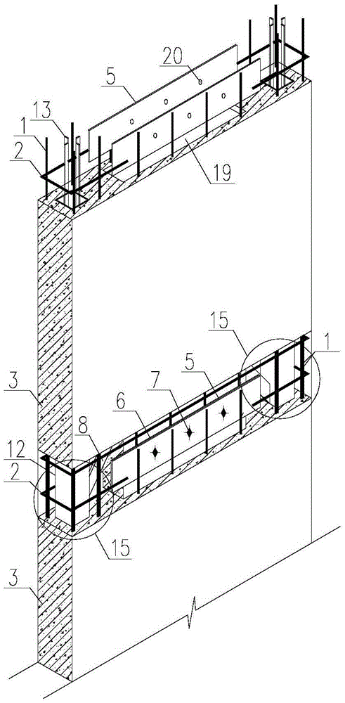 Bolted connection technique for prefabricated large plate shear wall provided with concealed bracing and construction method