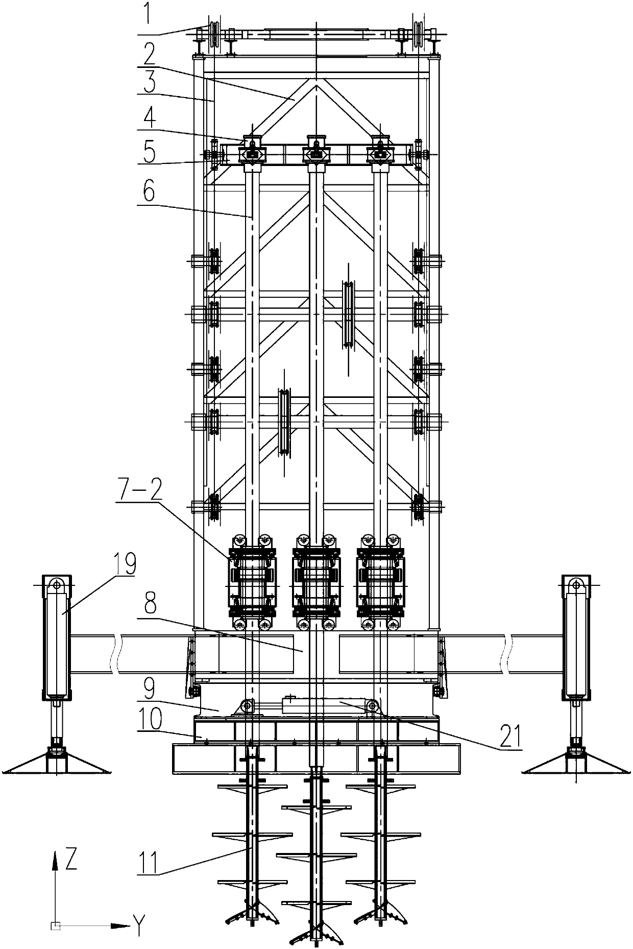 A double-row multi-axle pile machine