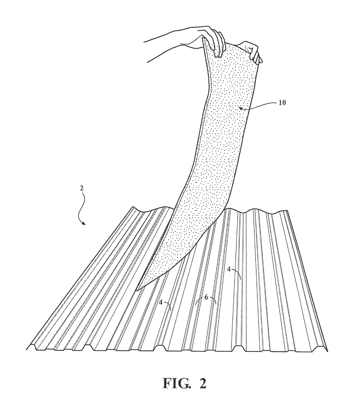 Non-skid safety mat for providing adhering support when placed upon a sloping roof