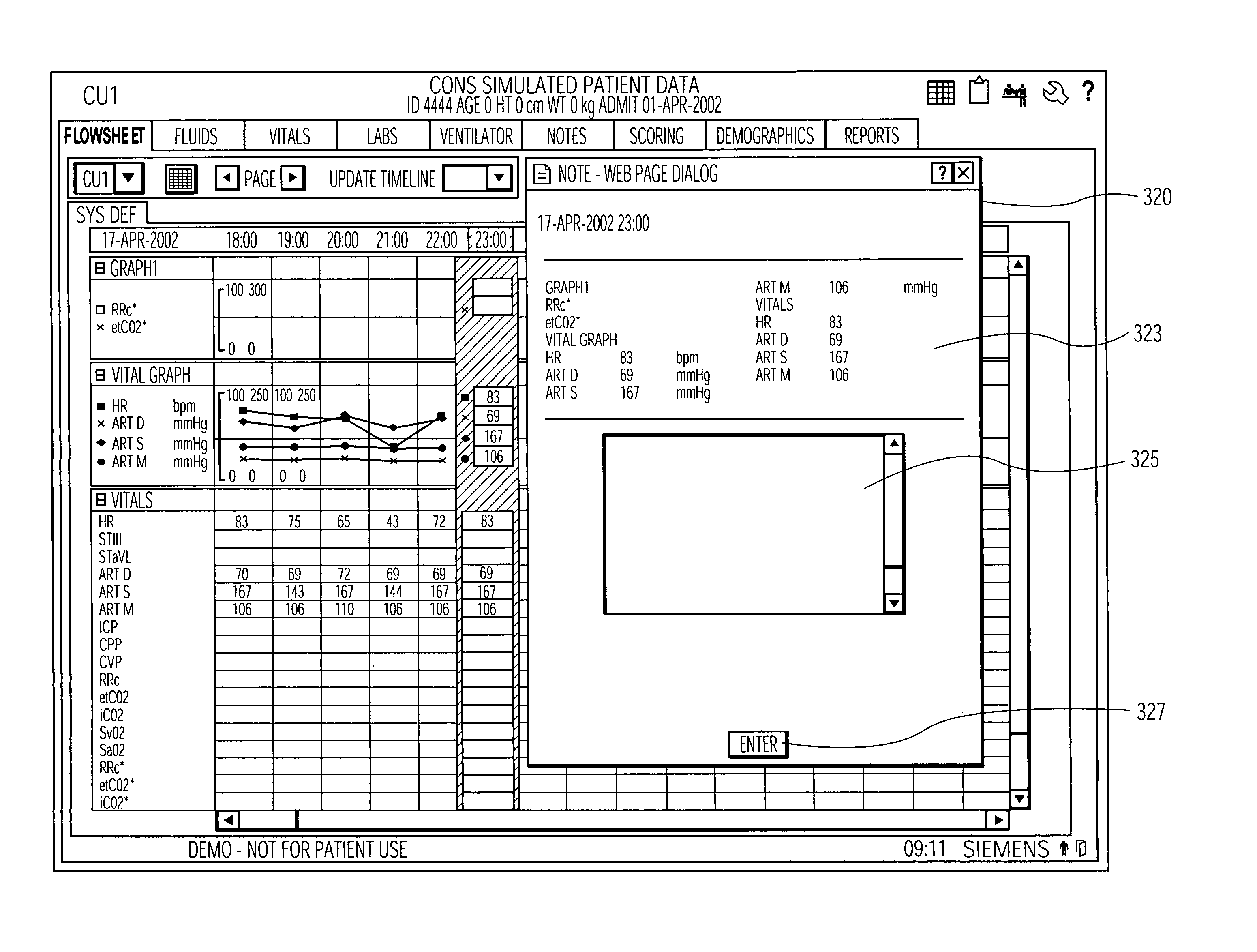 System and user interface supporting trend indicative display of patient medical parameters