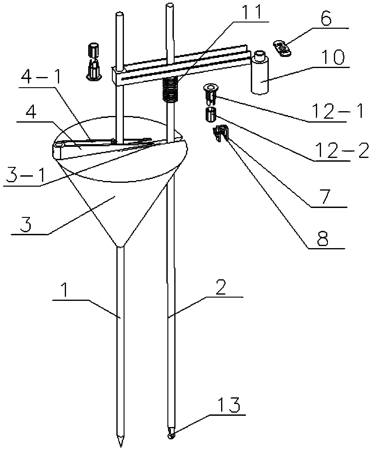 A Detection Tool for Measuring the Minor Diameter of the Conical Platform at the Inner End of a Deep Hole