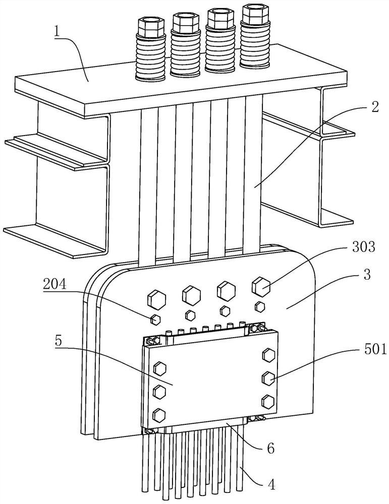 Rope head combination structure for indoor construction elevator