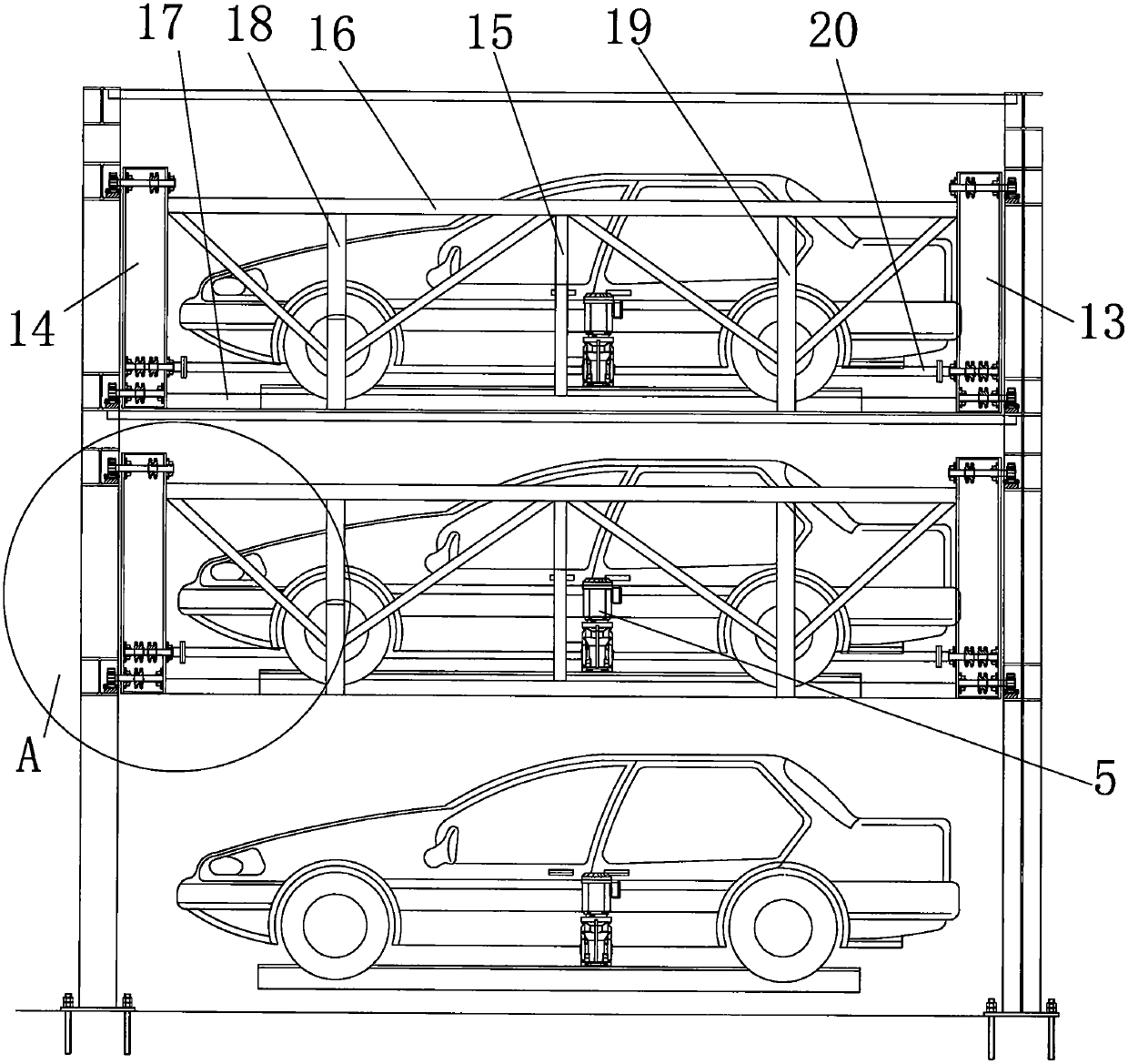 Drawer type lifting stereo garage