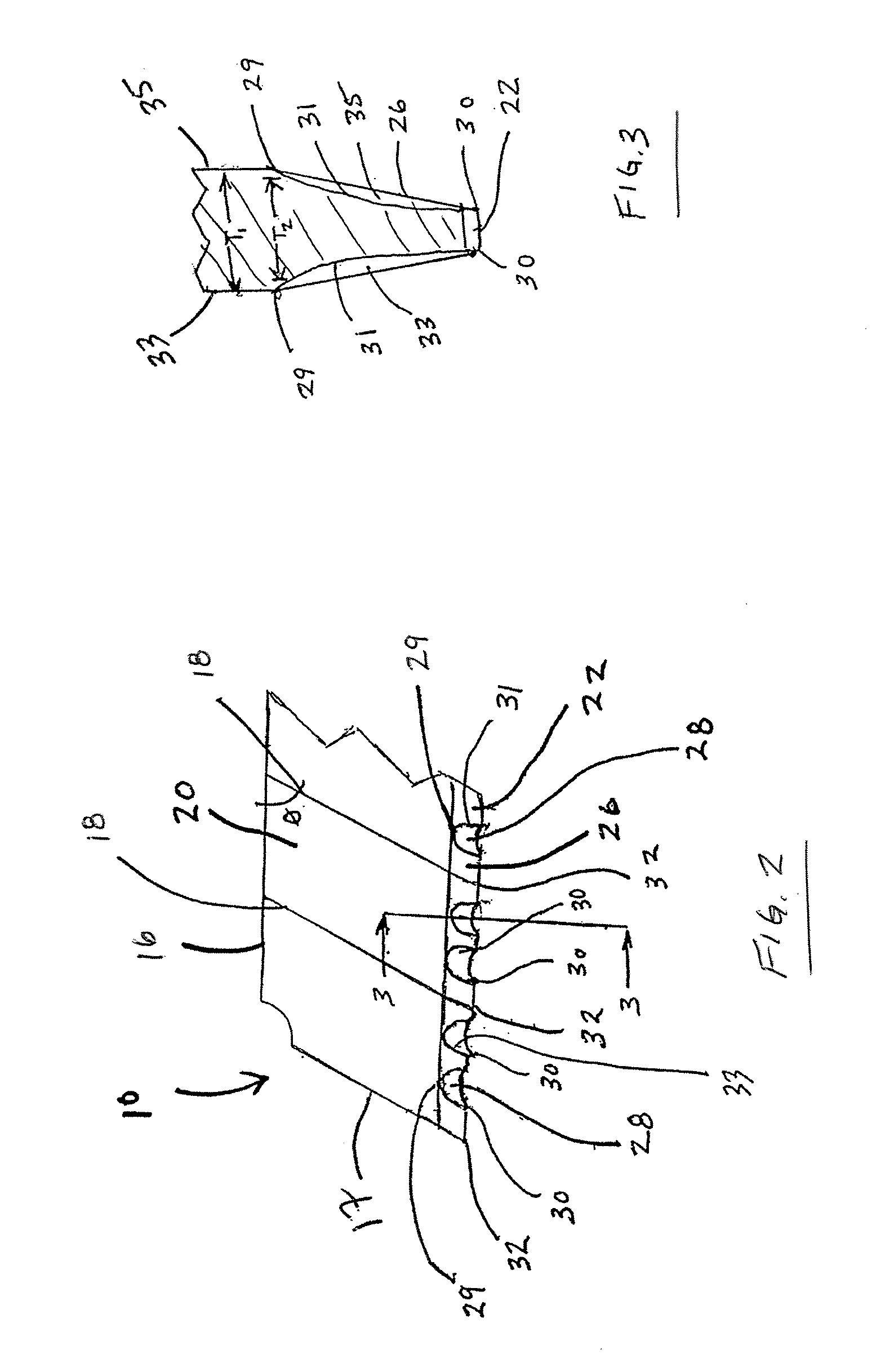 Serrated snap-off utility knife blade