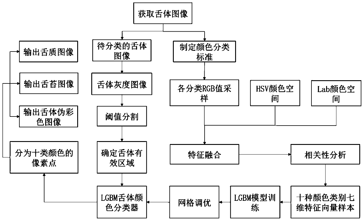 Tongue quality and tongue coating separation method based on LGBM model