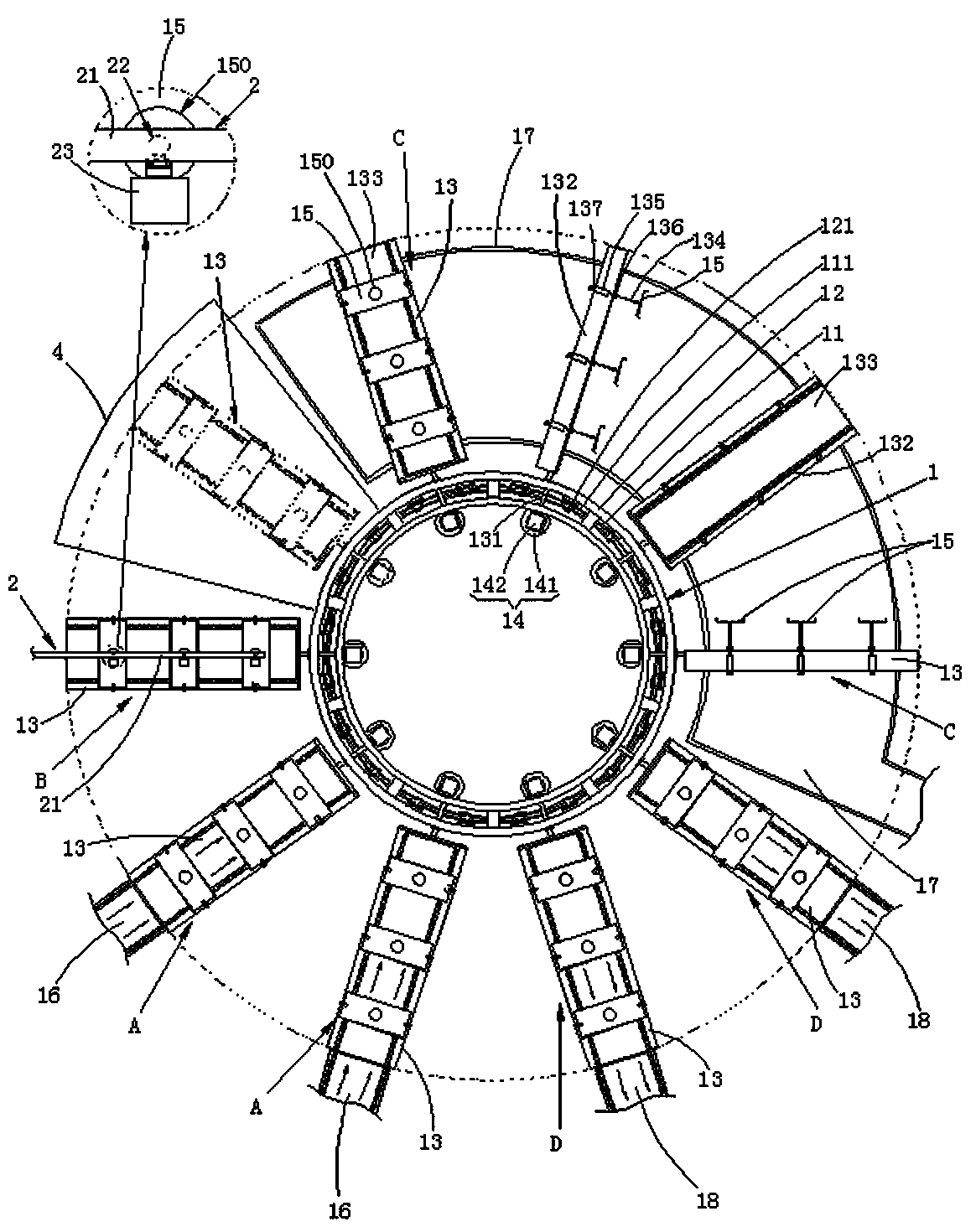 Automatic grouting forming device for ceramic blanks