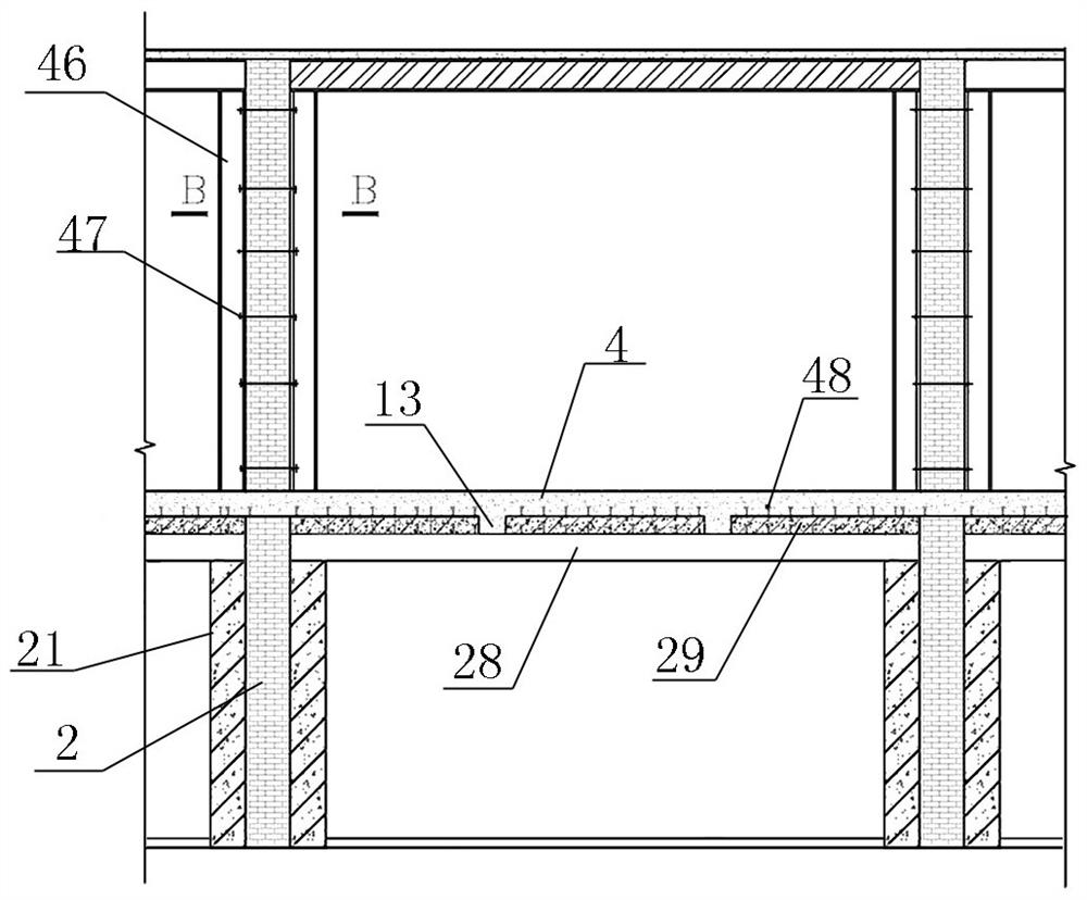 Rerepaired and reinforced brick factory building structure and construction method thereof