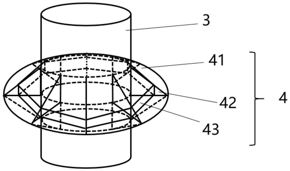 Offshore wind power cylindrical foundation, lattice type ice-resistant device and wind generating set