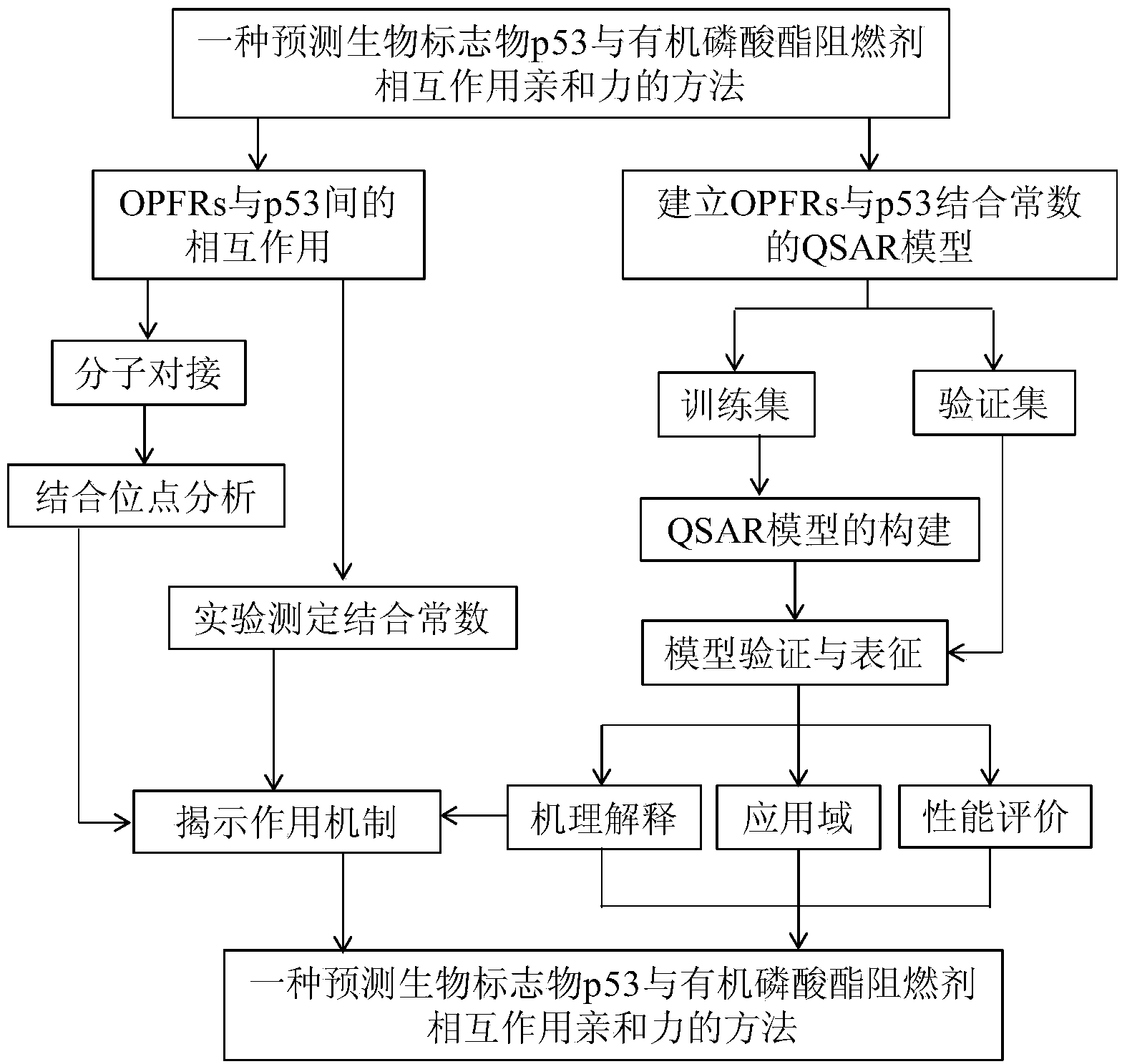 Method for predicting affinity of interaction between biomarker p53 and organic phosphate fire retardant