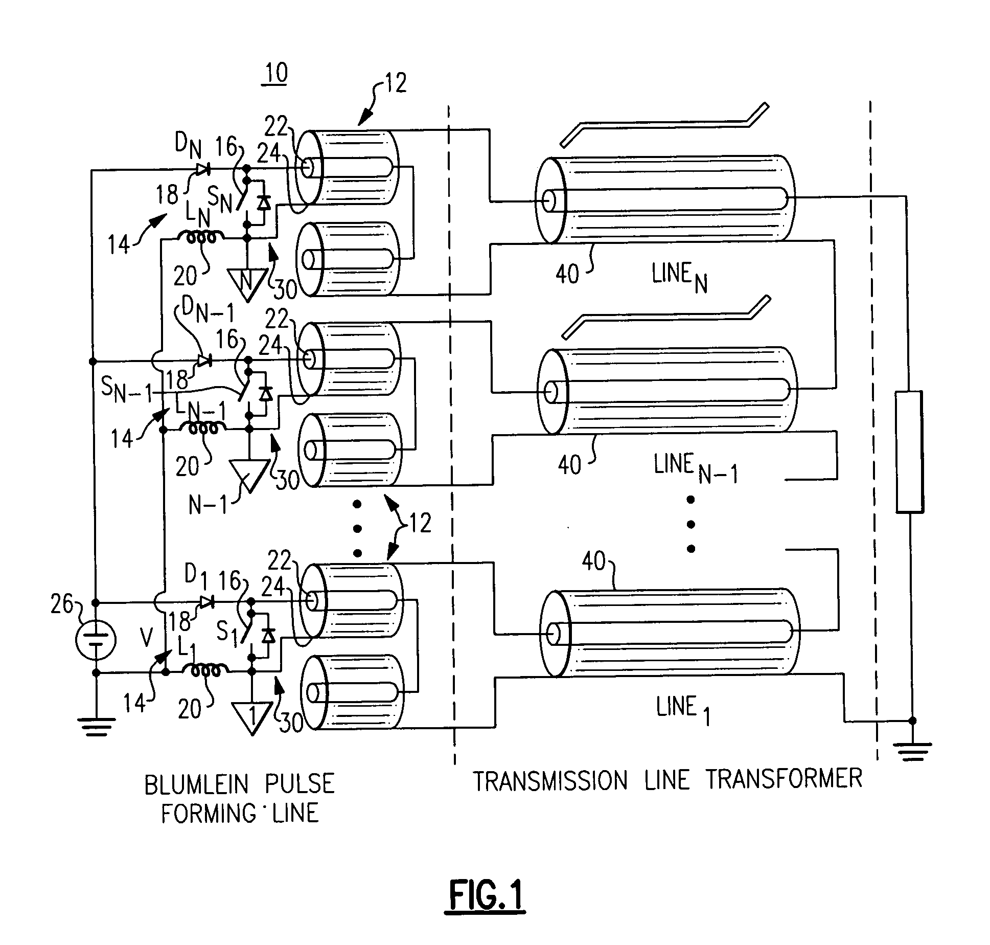 Transmission line based high voltage pulse generator