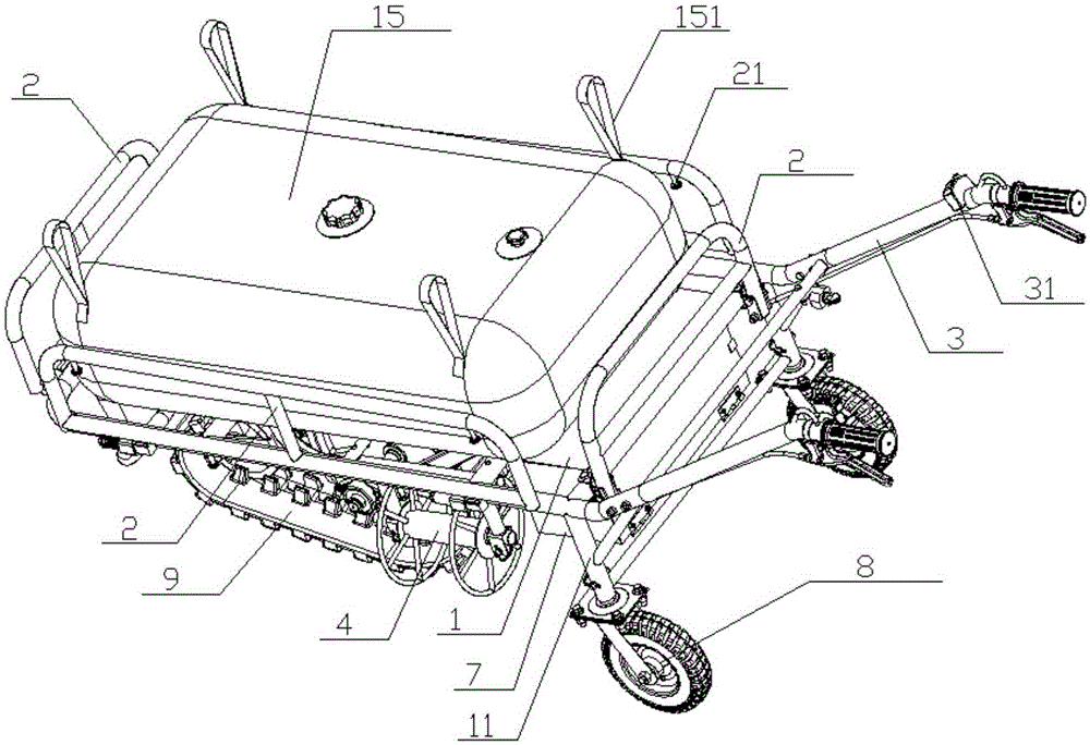 Crawler belt type electric hand-pushing spraying irrigator