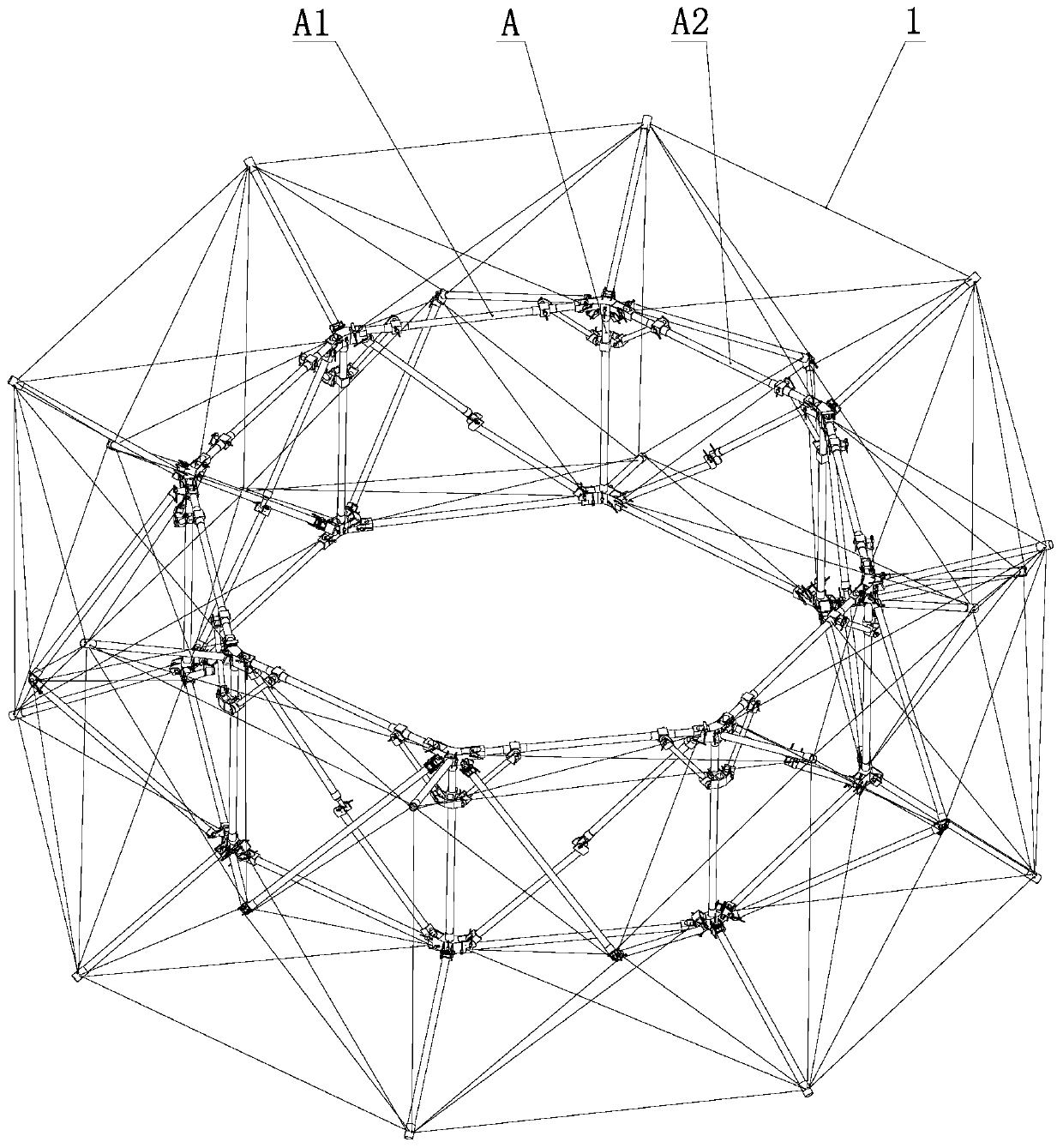 A cable-rod tensioning ring-shaped deployable antenna mechanism