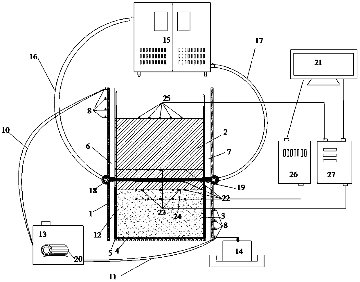 A method and device for designing a freezing method model under the action of seepage in combined formations