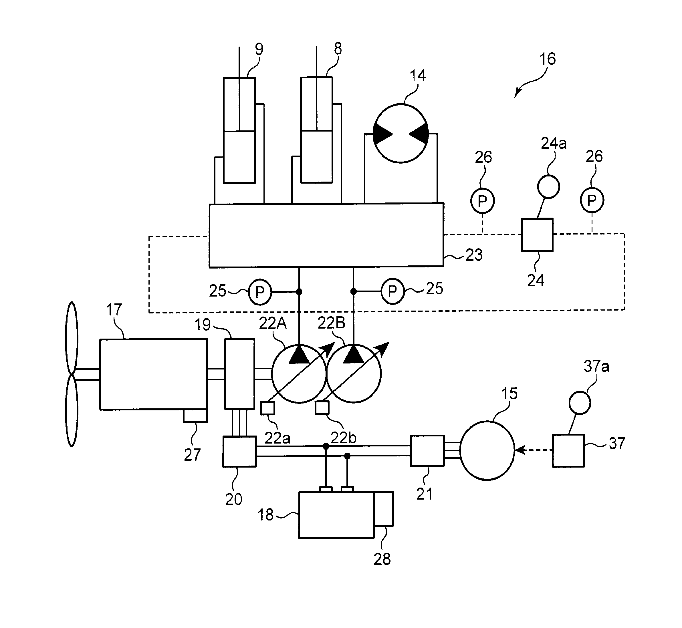 Power control device and hybrid construction machine provided with same