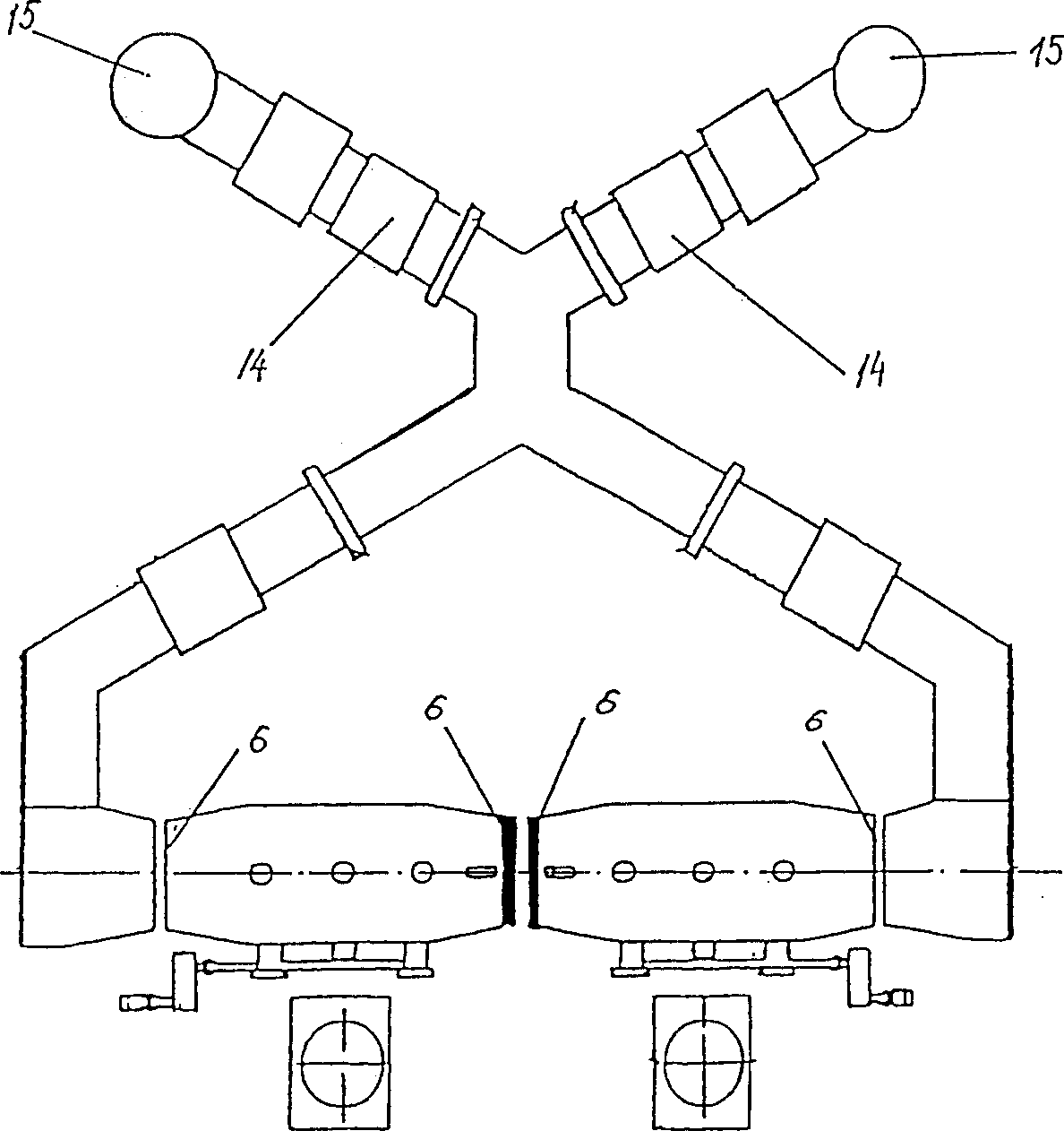 Multichambered stellmaking apparatus and method of steelmaking using this apparatus