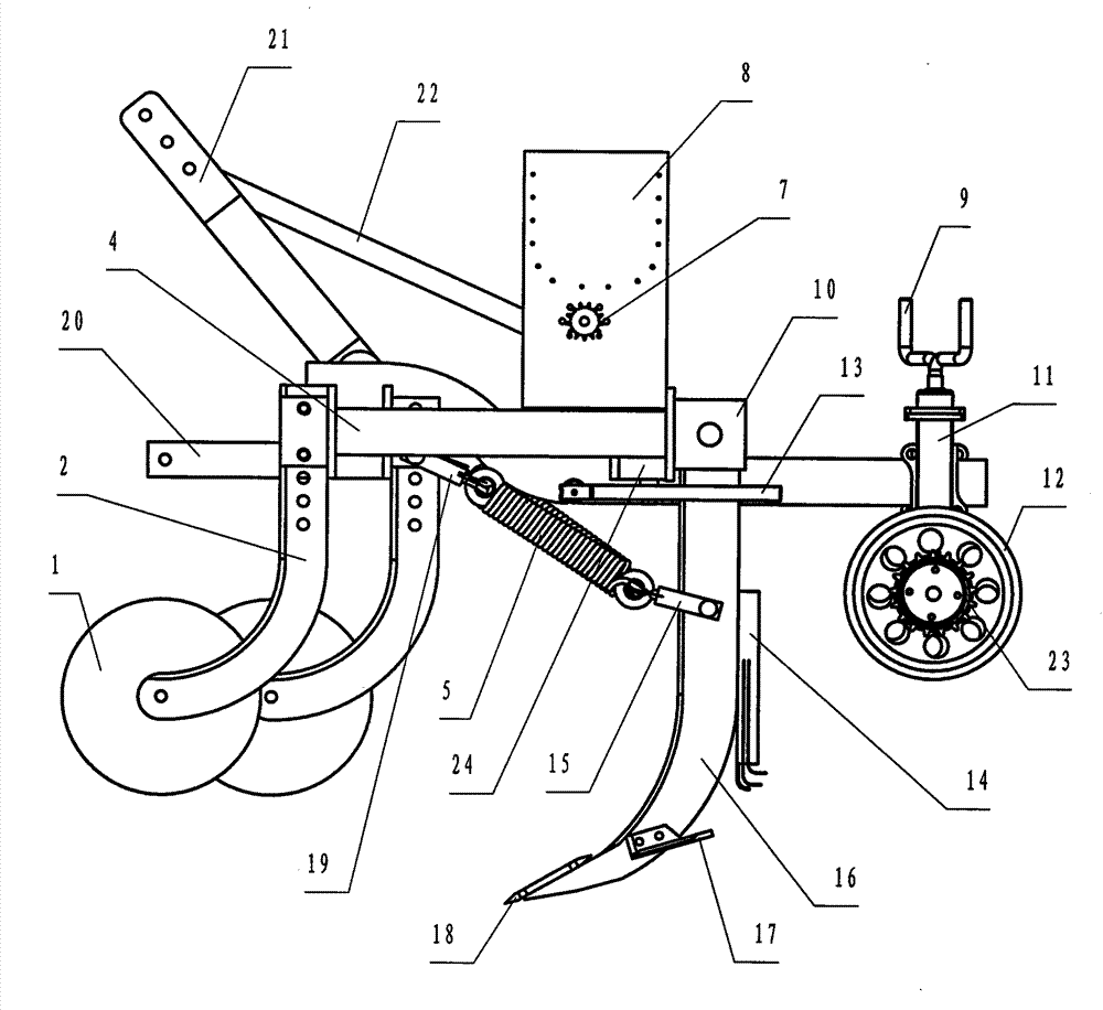 Deep scarification intertillage weeding and fertilization integrated machine