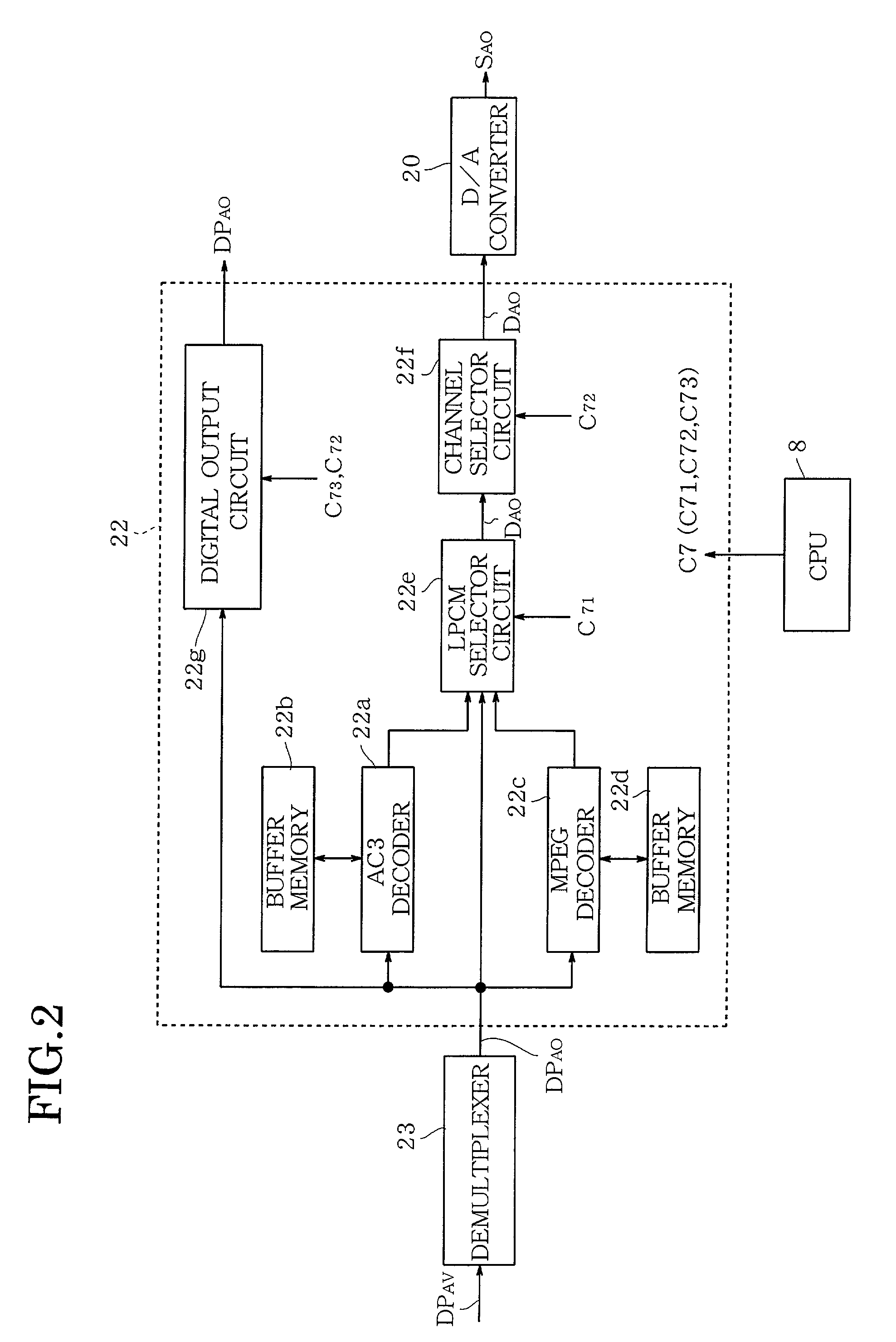 Recording medium and system for recording and reproducing the recording medium using control information that represents the number of sets of information composing the multiplexed audio information