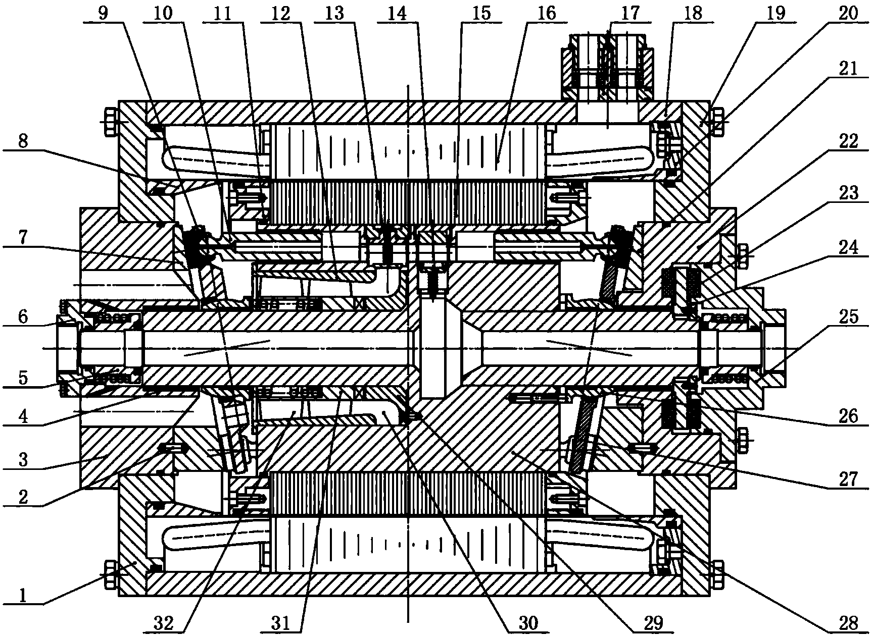 Plunger type hydraulic motor pump internally integrated with front-mounted pump