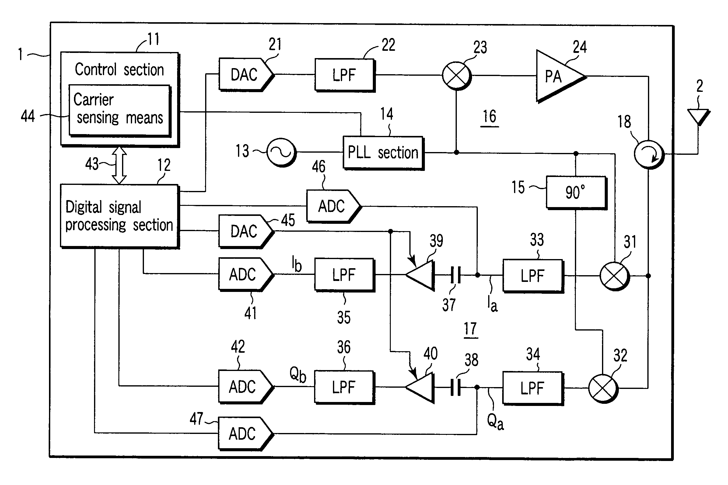 Quadrature demodulator and interrogator