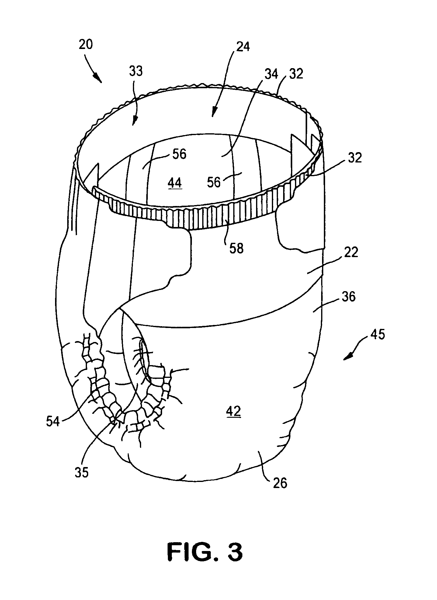 Absorbent article with improved fit and free liquid intake