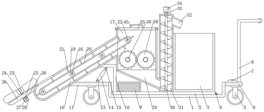 Easy-to-maintain branch and leaf cleaning device for forest maintenance