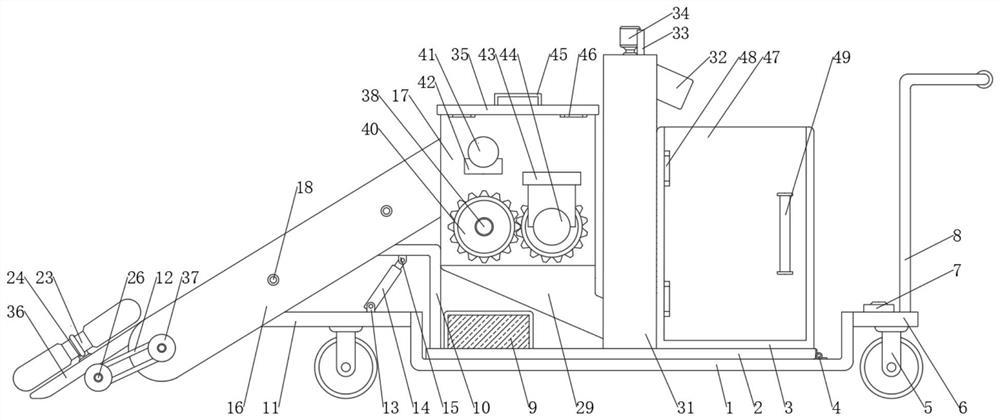 Easy-to-maintain branch and leaf cleaning device for forest maintenance