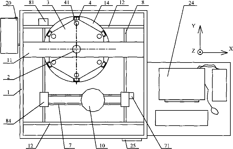 Rotating disc type multi-nozzle three-dimensional controlled forming system for complex organ precursor