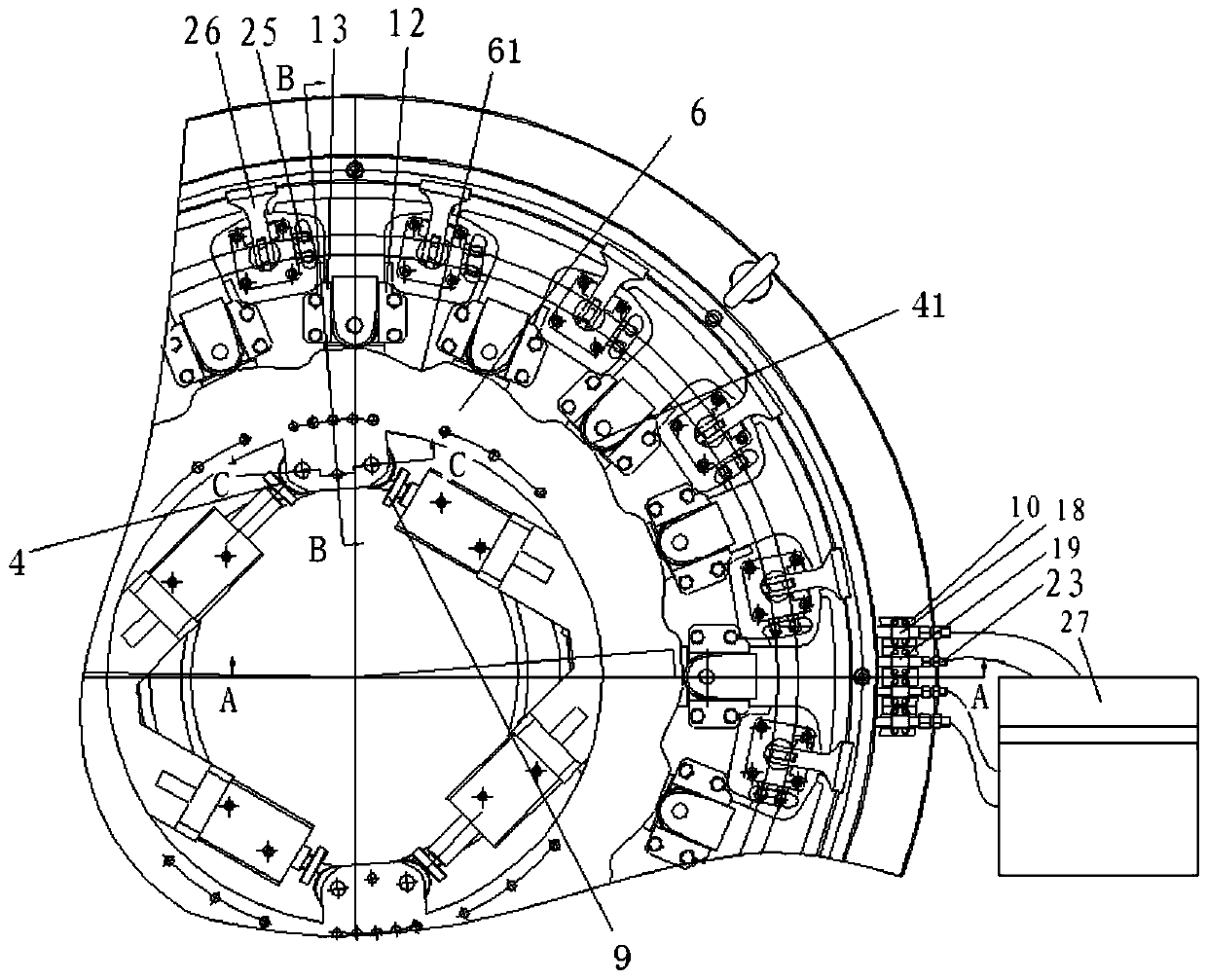 A hydraulically controlled gear transmission fixture