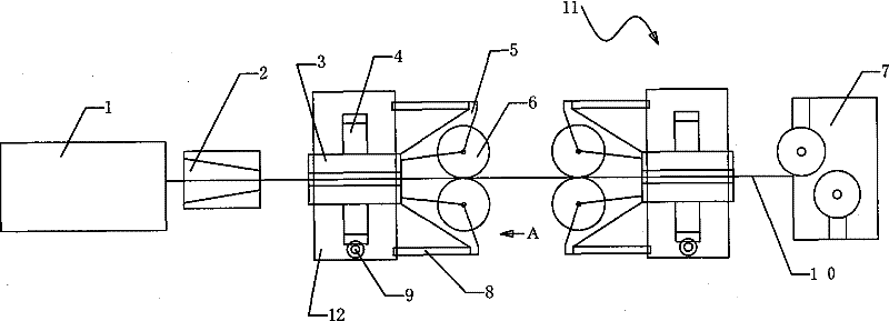 Compact strand die-drawing rolling production process and production equipment thereof