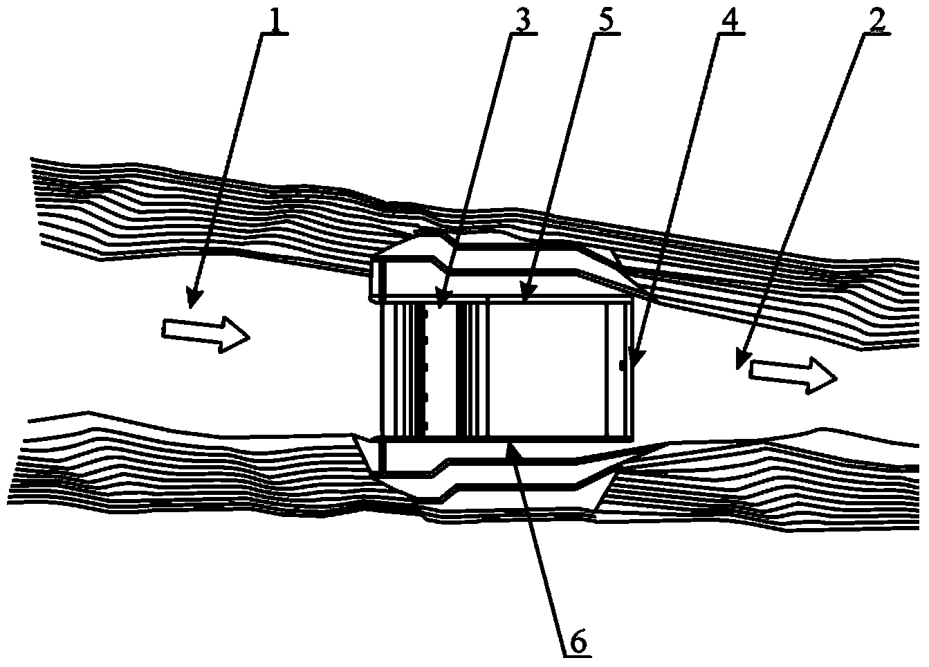 Stilling pool with laterally-effluent revolution and rolling energy dissipation function