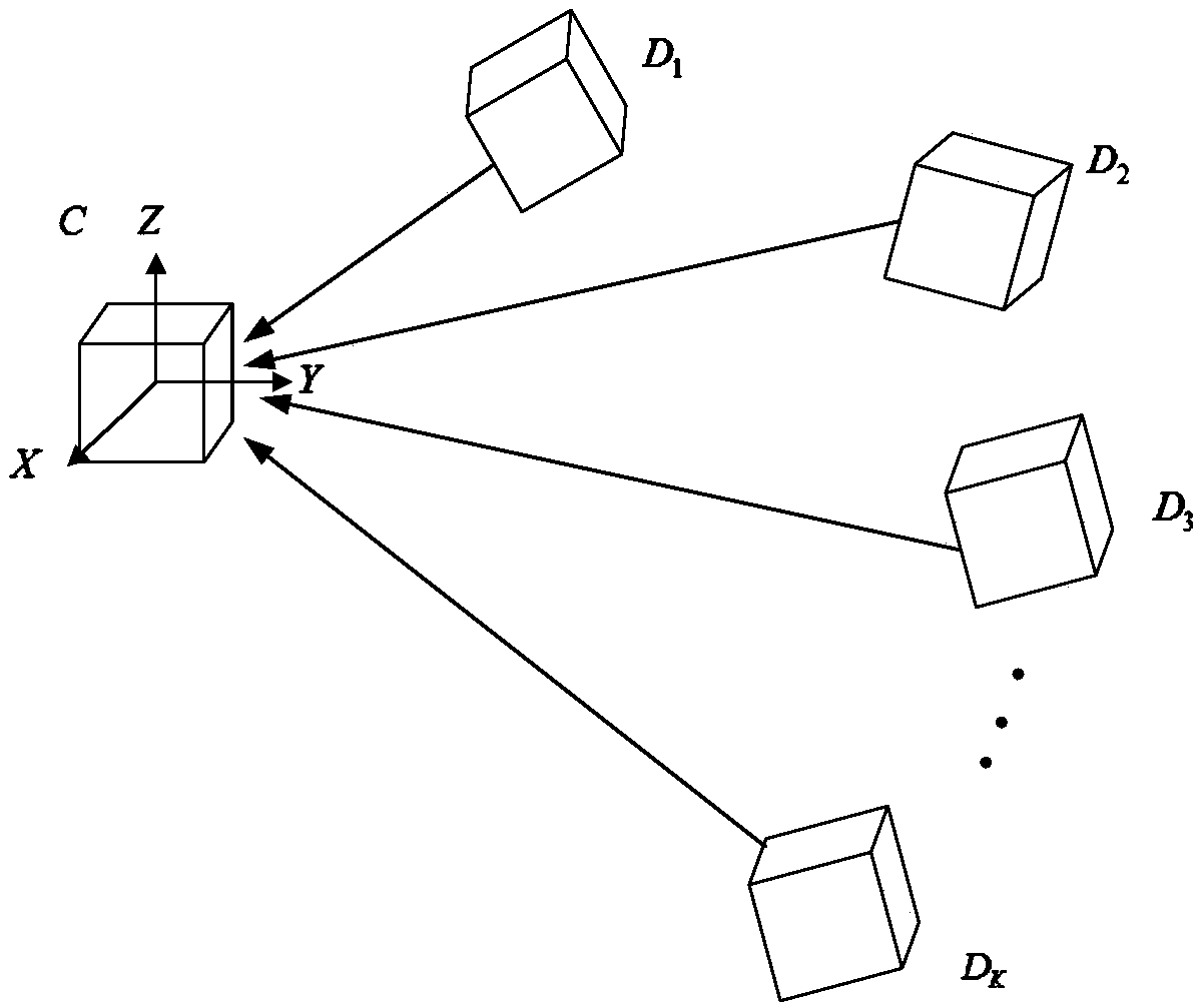 Method for determining relative attitude of microsatellite by using dual array antenna