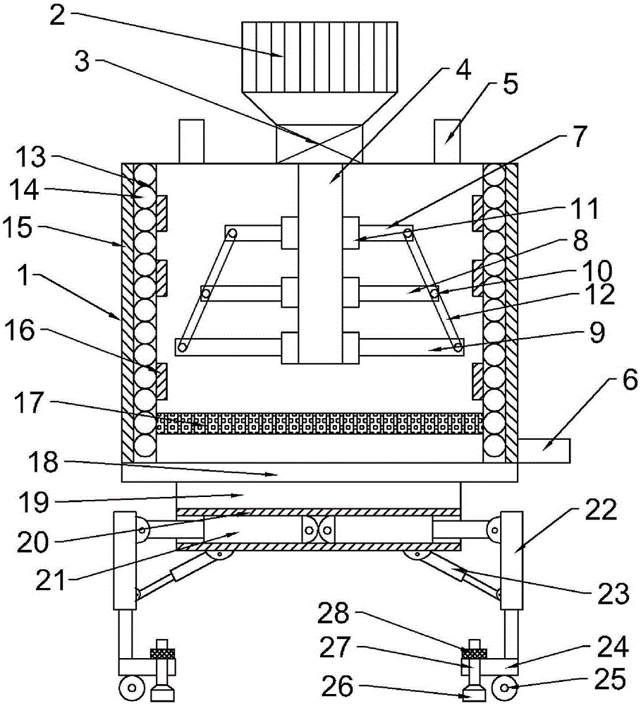 Insulating brick raw material stirring mechanism